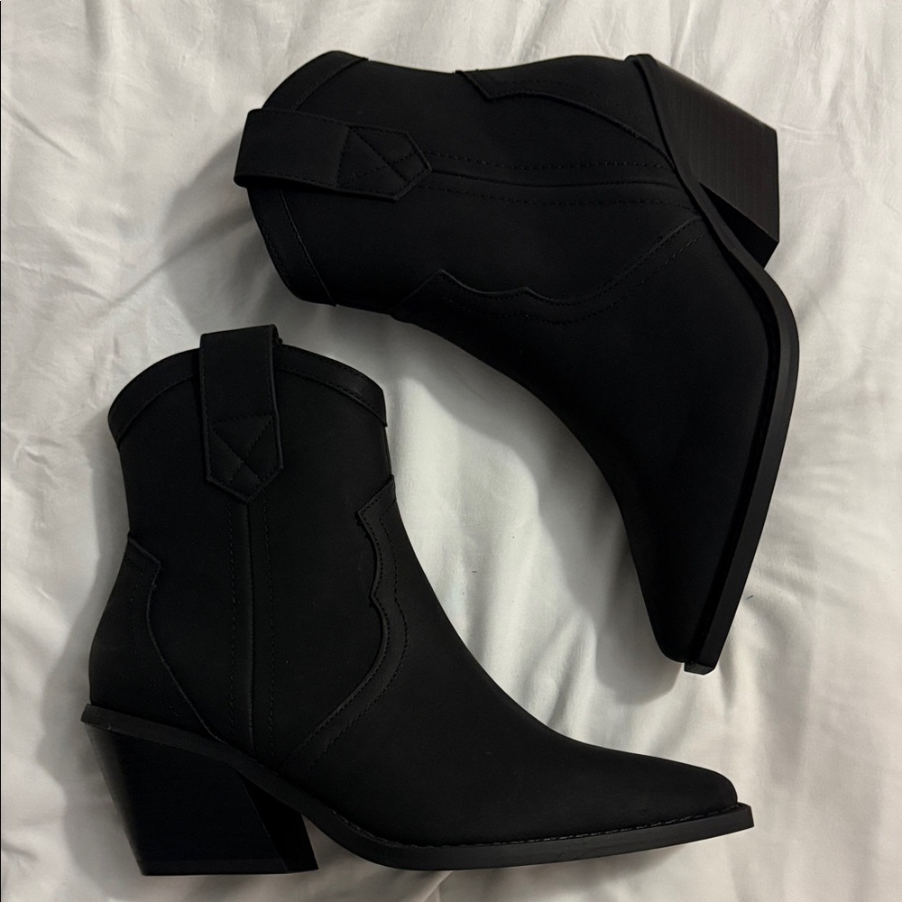 Black Cowboy Ankle Boots